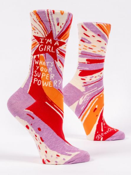 Women's Crew Sock - I'M A GIRL, WHAT'S YOUR SUPERPOWER